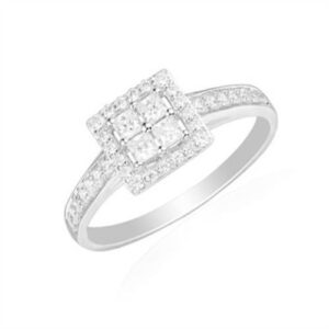 Bague Or Blanc et Zirconiums