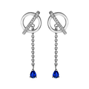 Boucles d'oreilles pendantes argent, pierre bleue