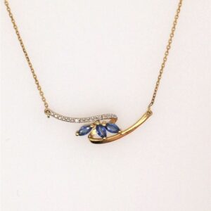 Collier Or jaune, diamants et trilogie de saphirs