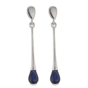 Boucles d'Oreilles Or Blanc et Saphir