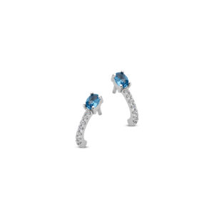 Demi créoles Argent, Zirconium Bleu, Naiomy