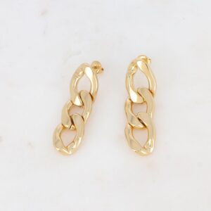 Boucles d'oreilles acier dorées, maillons- IKITA