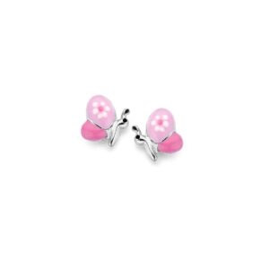 Boucles d'oreilles enfant, Papillons, argent et émail