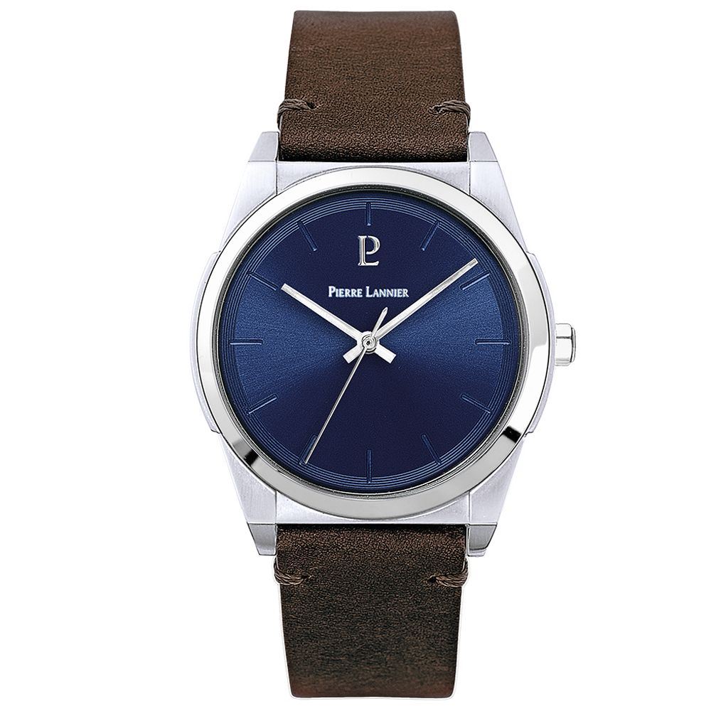 Montre homme "Candide", cuir marron, Pierre Lannier