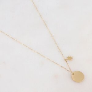 Collier doré pendentif rond et pampille étoile- Ikita