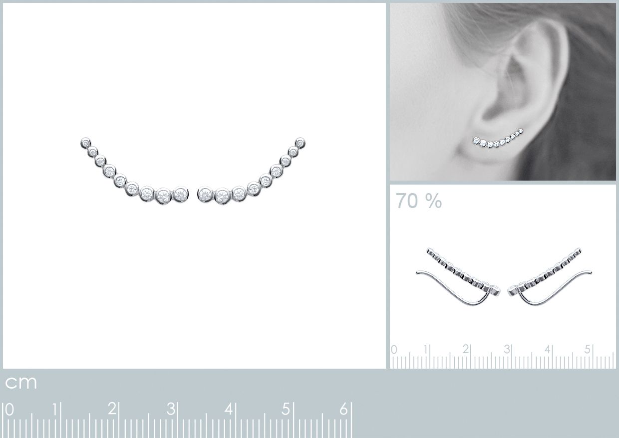 Boucles D'oreilles Longues Argent Et Zircons - 13,5 Cm - Neuf Avec étiquettes