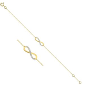 Bracelet Or jaune et Zirconiums, Sigle Infini