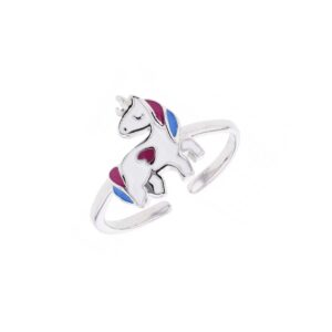 Bague enfant, Licorne, argent et émail