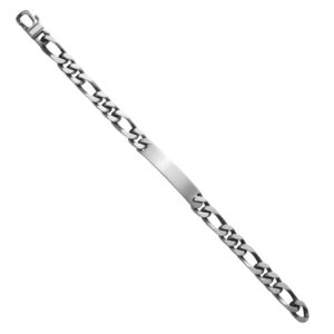 Gourmette argent vieilli, maille alternée 1/2, 8 mm, 21 cm