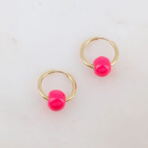 Boucles d'oreilles créoles fuchsia et dorées - IKITA