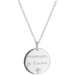 Collier Argent avec médaille gravée "Maman je t'aime"