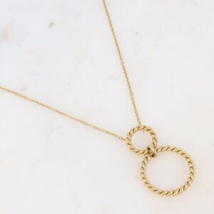 Collier doré avec 2 anneaux torsadés - IKITA
