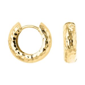 Créoles martelées plaqué or, fil 4 mm, Ø 10 mm, Anamila