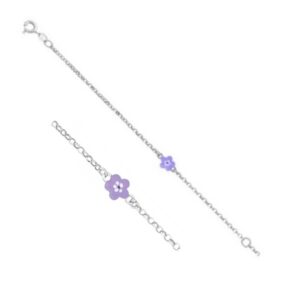 Bracelet Enfant, Argent, motif Fleur Violette