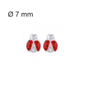 Boucles d'oreilles argent, enfant, motif Coccinelles 5 x 7 mm