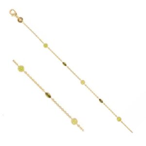 Bracelet plaqué or et pierres vertes, Anamila