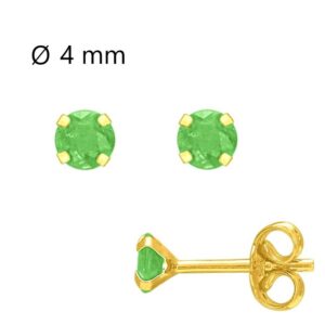 Boucles d'oreilles, Or jaune 750/000 et Emeraudes 4 mm