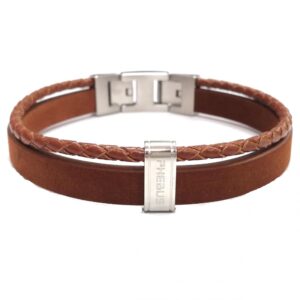 Bracelet cuir marron et acier, Phebus