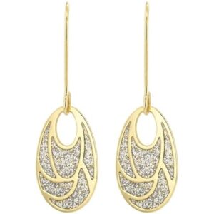 Boucle d'Oreilles pendantes Or jaune et paillettes