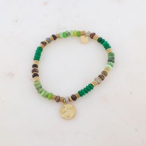 Bracelet élastique avec pampille ronde et pierres naturelles, IKITA