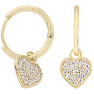 Créoles Pampille Coeur, Or jaune et Zirconiums