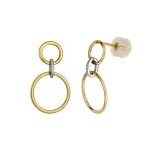 Boucles d'oreilles 2 Ors et zirconiums, Cercles