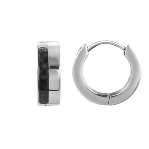 Créoles homme 11 mm, acier et carbone, Phebus