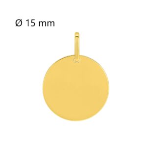 Médaille ronde 15 mm plaqué Or, à graver
