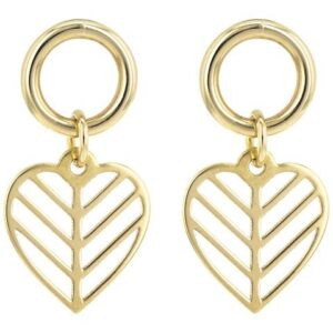 Boucles d'oreilles pendantes or jaune, feuilles