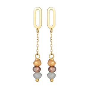 Boucles d'oreilles or jaune et perles de verre