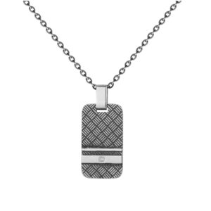 Collier homme, acier Vintage et diamant, Phébus