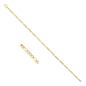 Bracelet acier doré 3 mm, maille alternée 1/3, Phébus