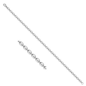 Bracelet homme, acier, Maille Grain de café 4 mm, 21 cm