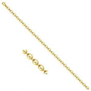 Bracelet homme, acier doré, Maille Grain de café 4 mm, 21 cm