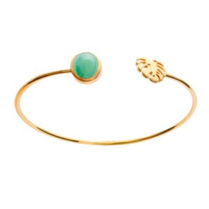 Bracelet Jonc Plaqué Or, Vegetal Aventurine, Anamila