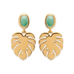 Boucles d'Oreilles Plaqué Or, Aventurine, Anamila