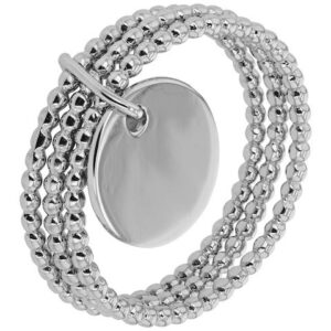 Bague Argent, Triple Anneaux Perlés, Pampille 10 mm, Anamila