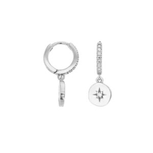 créoles avec pampille argent et zirconiums, Anamila