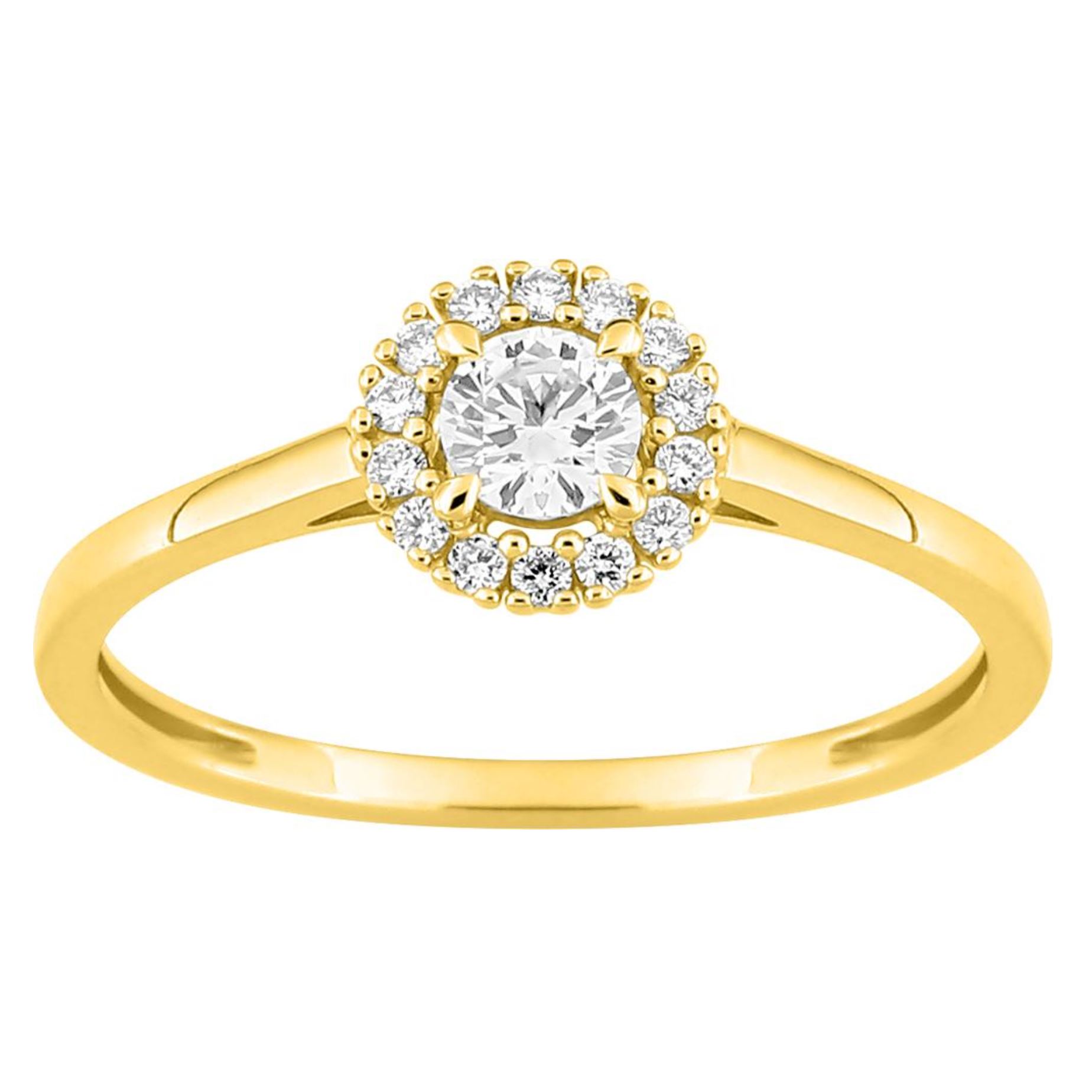 Bague or jaune multidiamants synthétiques 0.28 carat
