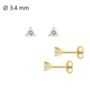Boucles d'oreilles or jaune, diamants synthétiques 0.30 carat