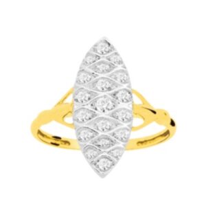 Bague "Marquise"plaqué or et zirconiums