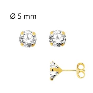Boucles d'oreilles Or jaune 750/000 et Zirconiums Ø 5 mm