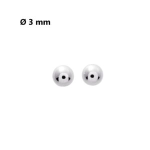 Boucles d'Oreilles Or blanc, boules 3 mm