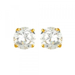 Boucles d'oreilles or jaune, zirconium Ø 6 mm