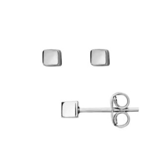 Boucles d'oreilles Or blanc, cubes 2.5 mm