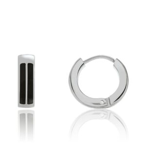 Créoles Ø 10 mm, "Tilos" articulées, acier et noir, Jourdan
