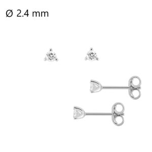 Boucles d’oreilles or blanc, diamants synthétiques 0.10 carat