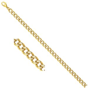 Bracelet acier doré, maille gourmette allongée 5 mm, 21 cm, Phébus