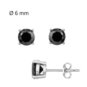 Boucles d'oreilles homme, acier et zirconium noir Ø 6 mm, Phébus