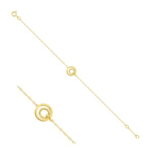 Bracelet fantaisie or jaune, double cercle